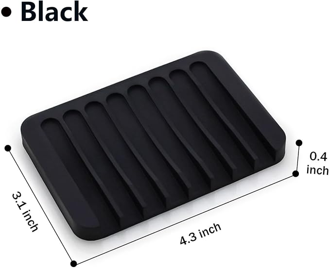 Self Draining Soap Dishes, 4 Pcs Silicone Waterfall Drainer Soap Holder for Bathroom, Extend Soap Life Keep Dry Clean & Easy Cleaning (Black & White)