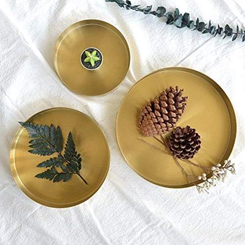 Round Brass Tray,Small Gold Decorative Tray Metal Storage Organizer Tray for Modern Home,Matte Brass Finish | 7 Inch