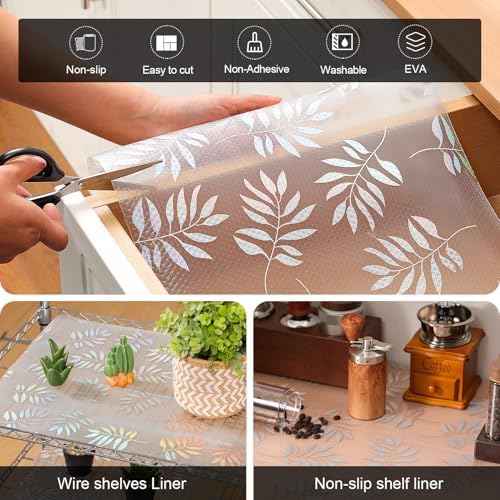 Cooyes Shelf Liner Non-Adhesive EVA Cabinet & Drawer Liner 11.8" x 120"