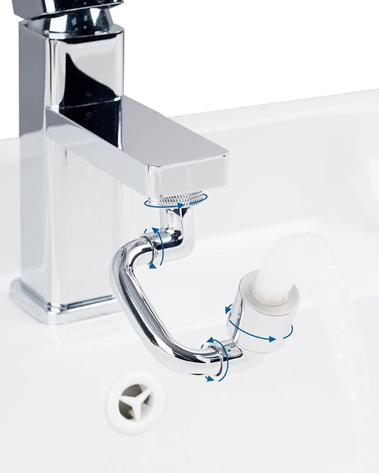 Hibbent 1080° Swivel Faucet Extender, Metal Rotatable Sink Faucet Aerator with Metal Extension, 2 Functions Kitchen & Bathroom Sink Sprayer, Faucet Attachment for Face Washing, Chrome