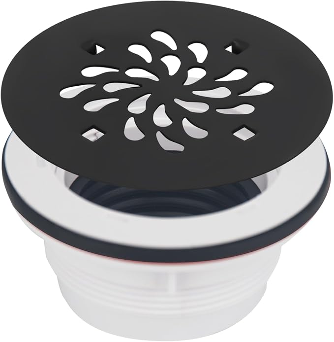 Uni-Green 4-1/4" Round Shower Drain Cover - Snap in Shower Drain Cover Replacement - Circle Shower Drain Grate with Waterdrop Shape - 304 Stainless Steel Material - Matte Black