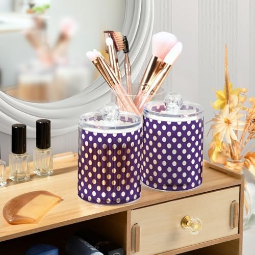 ALAZA Polka Dot Hipster Funny 4 Pack Qtip Holder Dispenser for Cotton Swabs, Balls, Pads, Floss 10 oz Plastic Canister Organizer