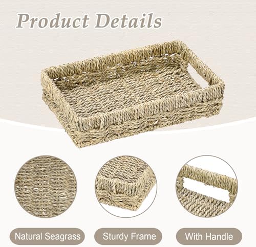 Hipiwe Small Key Basket Bowl for Entryway Organizer Seagrass Wicker Tray