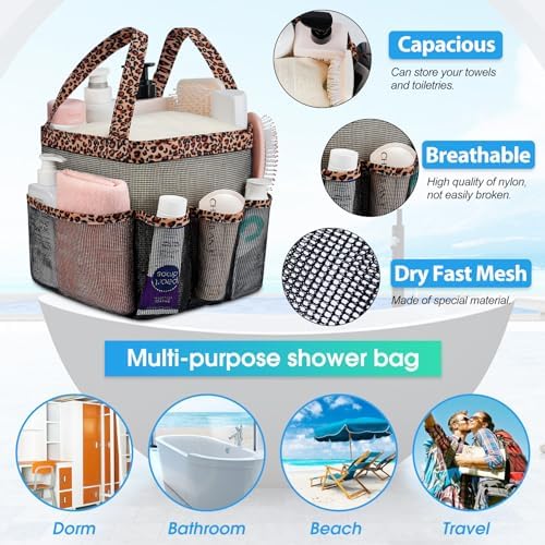 Mesh Shower Caddy Portable - 9 Pockets for College Dorm Room Essential