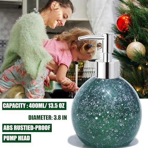 LUANT 3-Piece Resin Bathroom Accessory Set with Dispenser, Tumbler, Cotton Holder, Green