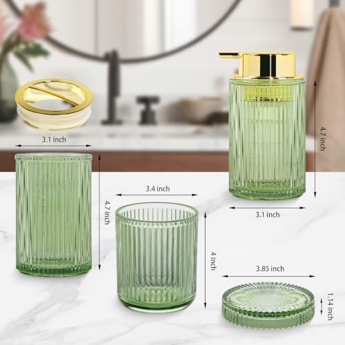 4pcs Green Glass Bathroom Accessories Set