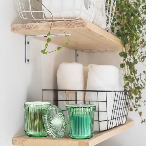 2 Pack Glass Qtip Holder, Qtip Dispenser Bathroom Storage Jars-Green