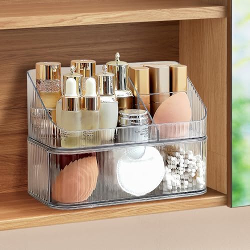 Medicine Cabinet Organizer 2 Tier, Stackable Bathroom Makeup Organizers