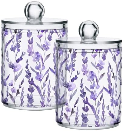 MNSRUU 4 Pack Qtip Holder Organizer Dispenser Dragonfly Lavender Bathroom Containers Bathroom Vanity Storage Canister Apothecary Jars for Cotton Swabs/Pads/Floss