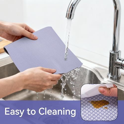FIFTY FEET 12"x120" Non-Adhesive Shelf Liner for Kitchen Cabinets and Drawers, Washable Non-Slip PVC Cabinet Liner (Blue Circle)(5 Roll)