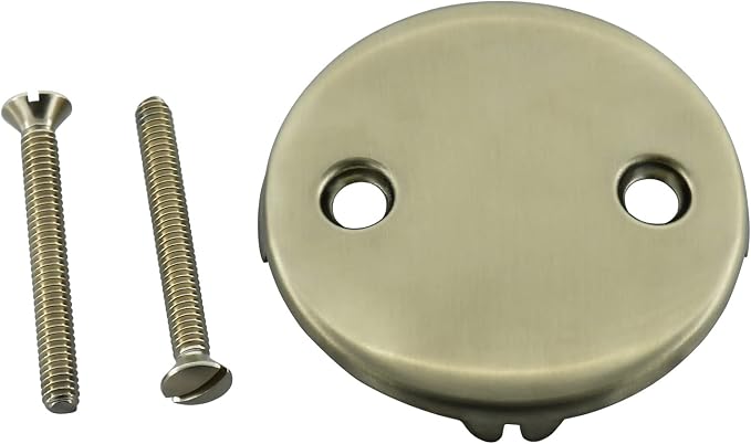 DTT108 Repalcement 3-3/16 Inch Diameter 2 Hole Bathtub Overflow Plate, Brushed Nickel