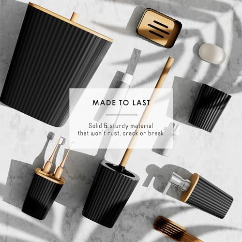 Clara Clark Black Bathroom Set, Bathroom Sets with Shower Curtain and Rugs