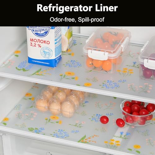 INNOLITES Shelf Liner for Kitchen Cabinet, Floral Drawer Liner Non-Adhesive