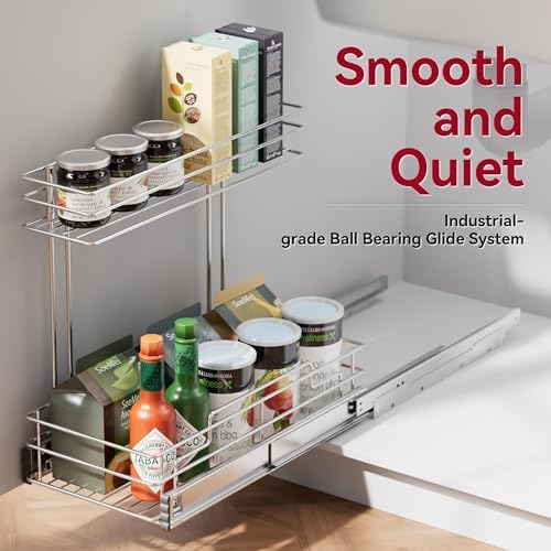 Under Sink Organizer 9" W X17 D, Pull Out Cabinet Organizer 2 Tier
