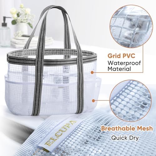 Large Mesh Shower Caddy – Portable ShowerTote with Waterproof Phone Pouch – Quick Dry Shower Bag with Separate Dry & Wet Zones for College Dorm, Gym, Beach Tote, Camping, Travel Essentials