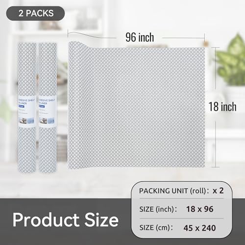 FIFTY FEET 18"x96" Non-Adhesive Shelf Liner for Kitchen Cabinets and Drawers, Washable Non-Slip PVC Cabinet Liner (Black Circle)(2 Roll)