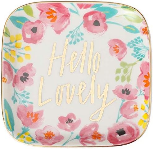 Stephanie Imports Hello Lovely Ceramic Trinket Plate and Decorative Jewelry Dish