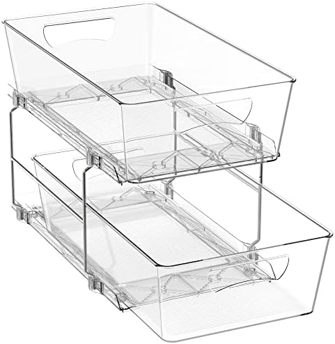Simple Houseware 2 Tier Basket Drawer Cabinet Pull-Out Organizer, Clear