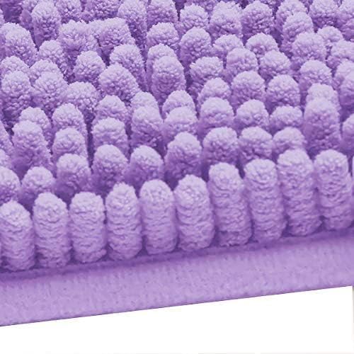 Madeals Chenille Bath Rug Set with Toilet Lid Cover and U-Shaped Toilet Floor Rug - Lavender