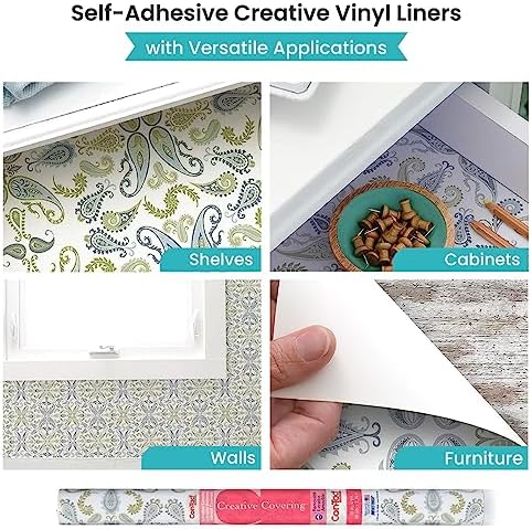 Con-Tact Brand Creative Covering, Self-Adhesive Shelf Liner, Multi-Purpose Vinyl Drawer Liner, Easy To Use And Apply, 18'' X 9', Abbey Sage