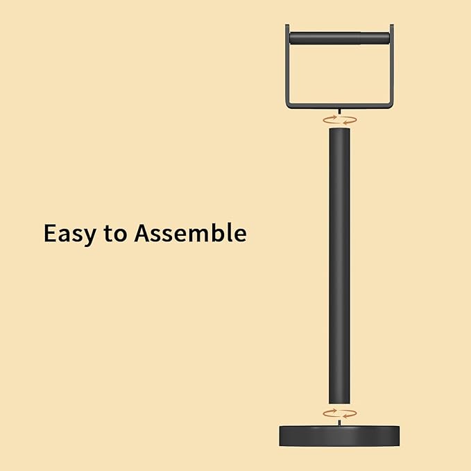 Heavy Duty Toilet Paper Holder Stand, Extra-Weighted Base No Tipping | Stainless Steel Toilet Paper Stand, Free Standing Floor Tissue Roll Holder for Bathroom, Matte Black 200UP