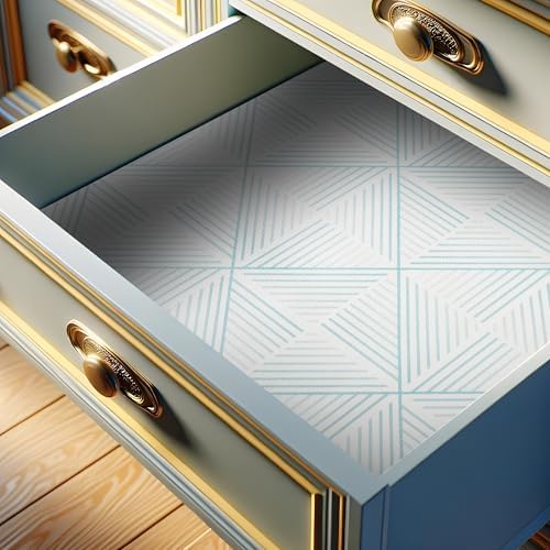 FIFTY FEET 18"x96" Non-Adhesive Shelf Liner for Kitchen Cabinets and Drawers, Washable Non-Slip PVC Cabinet Liner (White Modern)(1 Roll)