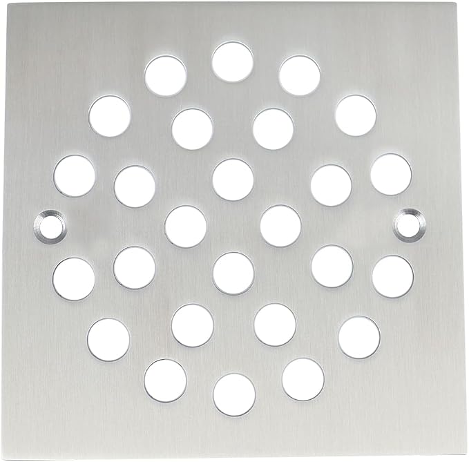 4 Inch Screw-in Square Floor Drain Cover Replacement Shower Grates with Screws,304 Stainless Steel (Brushed Nickel)