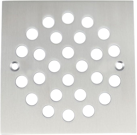 4 Inch Screw-in Square Floor Drain Cover Replacement Shower Grates with Screws,304 Stainless Steel (Brushed Nickel)