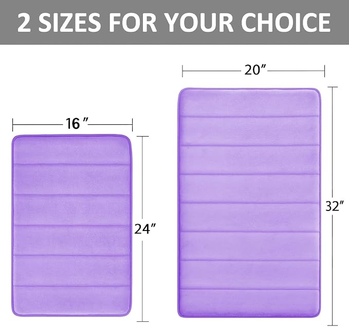 Lavender Bathroom Rugs Set 2 Piece Memory Foam Bath Non-Slip Bath Mat,Washable Room Mats,Absorbent Shaggy Rugs Super Soft Kitchen Mats, Carpets for Bathroom,Tub,Shower Home Decor