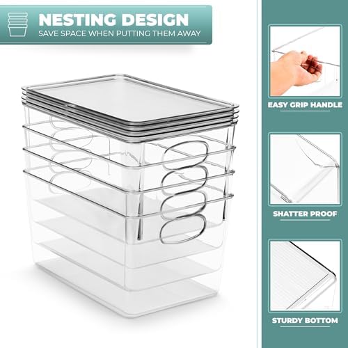 Sorbus 4-Pack Large Clear Plastic Storage Bins with Lids - Kitchen, Pantry, Fridge, and Cabinet Organizer