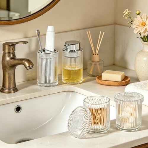 4pcs Clear Glass Bathroom Accessories Set