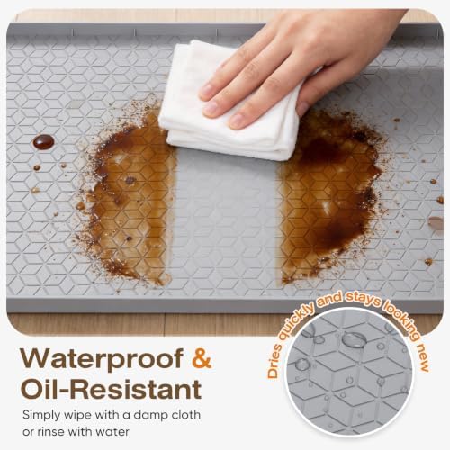 TRZZ Waterproof Under Sink Mat, 34"x22", Drip Tray Shelf Liner, Light Grey