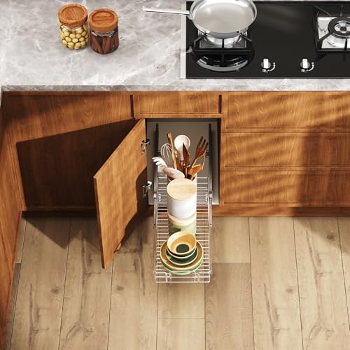 LOVMOR Pull Out Cabinet Organizer and Storage 7½" W x 21½" D, Slide Out Shelves for Kitchen Cabinets