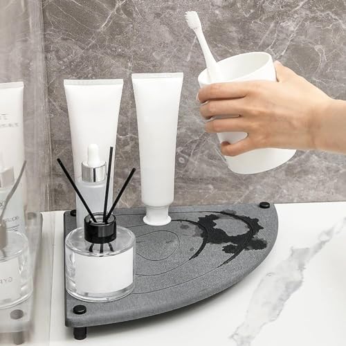 Stone Drying Tray, Instant Dry Sink Organizer for Bathroom Kitchen Counter