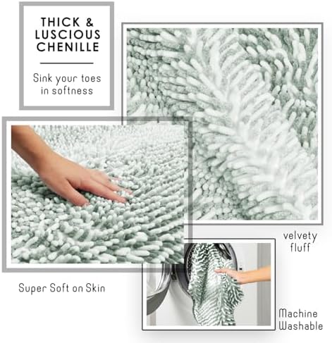 Clara Clark Bathroom Accessories Set - 27PC Bathroom Set with Adhesive Corner Shower Caddy Hanging, Bathroom Sets with Shower Curtain and Rugs, Ombre Green Shower Curtain Set with Bathroom Trash Can