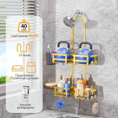 GAOKASE Aluminum Shower Caddy Hanging, Never Rust Shower Organizer