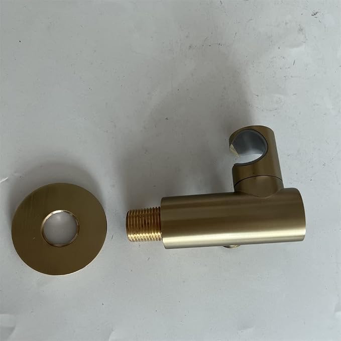 Hand Held Shower Head Holder with Hose Connector Shower Wand Holder Wall Mount Adjustable Handheld Shower Handle Sprayer Holder Shower Hose Adapter Shower Elbow with Spray Head Bracket Brushed Gold