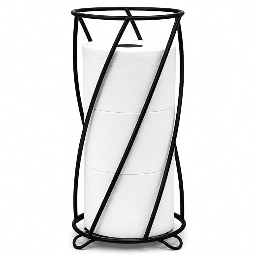 BROOKSTONE, Stylish Toilet Paper Holder, Freestanding Bathroom Tissue Organizer, Minimalistic Storage Solution, Modern Trending Design [Holds MEGA Rolls]