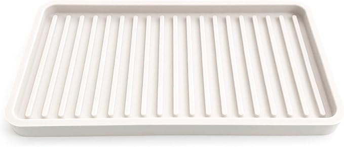 Silicone Sink and Surface Organizer Tray, Sponge Holder, Vanity Tray, Trivet, Heat Safe, Dishwasher Safe, for Bathroom and Kitchen Organization (Vanilla Cream, 10"x5.25")