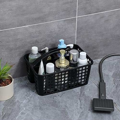 Portable Shower Caddy Basket Plastic Storage Basket with Compartments Black