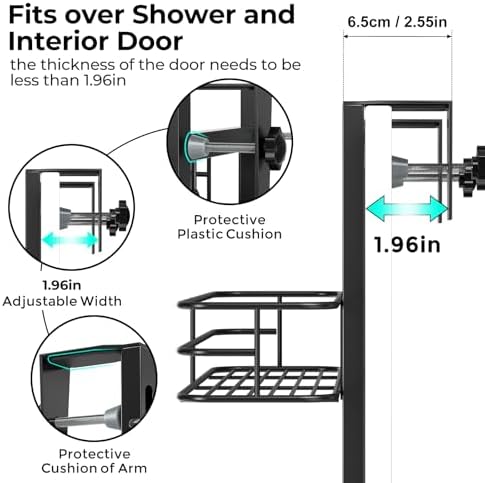 ODesign 3-Tier Over the Door Shower Caddy Hanging,Black