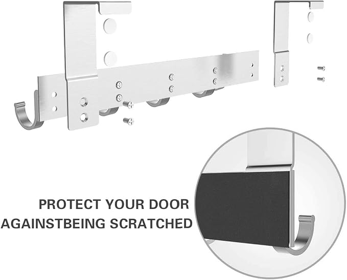 Over The Door Hook Organizer Rack, Metal Coat Hanger Door 5 Hooks Hanger