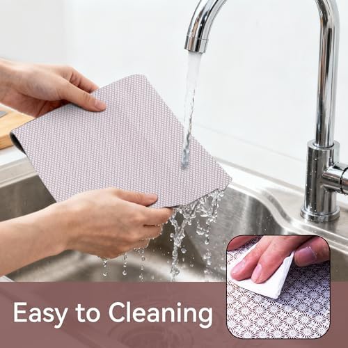 FIFTY FEET 12"x120" Non-Adhesive Shelf Liner for Kitchen Cabinets and Drawers, Washable Non-Slip PVC Cabinet Liner (Red Circle)(4 Roll)