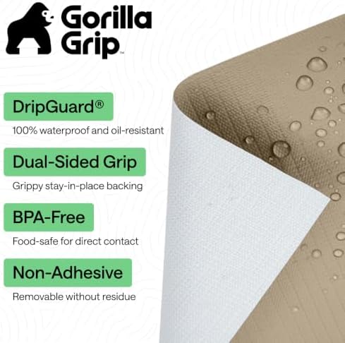 GORILLA GRIP Shelf Liner, Kitchen Drawer Protector, 17.5x240 Beige