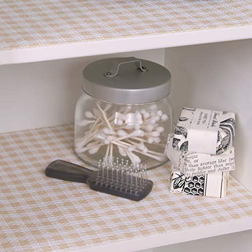 Con-Tact Brand Grip Prints Shelf Liner, Non-Adhesive Durable Liners, Slip-Resistant Drawer and Cabinet Covering, 18" x 8', Khaki Plaid, Pack of 1 Roll