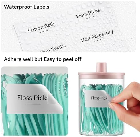 TIPGO Glass Qtip Holder Dispenser for Bathroom - 10 oz Clear Canister Apothecary Jar for Cotton Swabs, Balls, Pads, Floss Picks, Small Containers for Makeup Storage Organizer (2 Pack, Pink)
