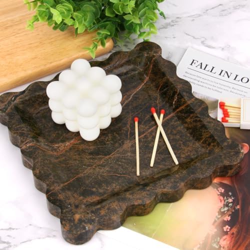 Square Marble Vanity Tray, Rainforest Green, 8" x 8" x 0.8"