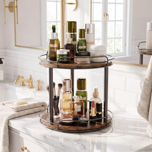 2-Tier Lazy Susan Spice Rack, 12'' Rotating Turntable for Cabinet