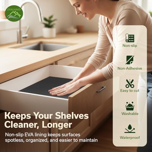 EVALAND Shelf Liner Cabinet Liner Non-Adhesive Drawer Liner 17.7 in x 33 FT