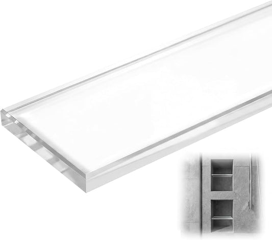 AceOrbit 1 Pcs 3-1/8 x 12-3/4 x 3/8 Inch Glass Shower Shelf for Shower Niche Break-Resistant Easy Install Ultra-Clear Glass Support Plate for DIY Storage Decor